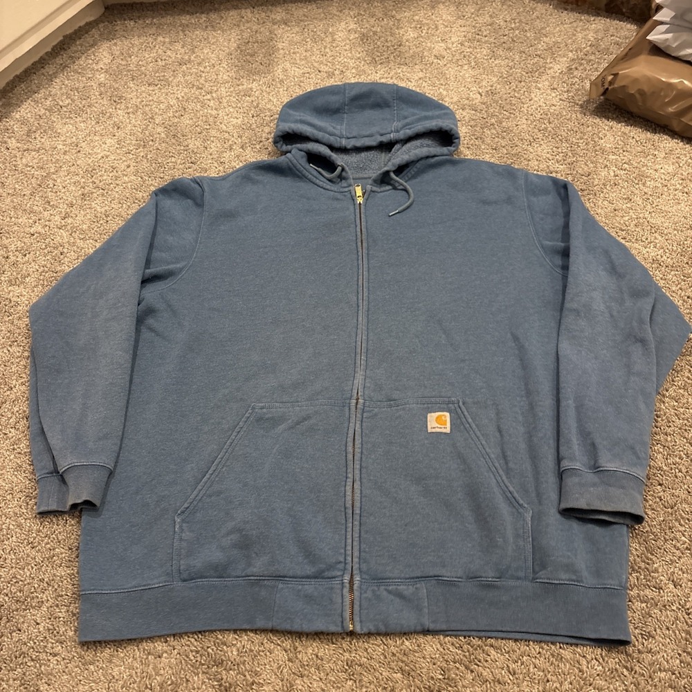 Carhartt Hoodie Mens 3XL TALL Blue Original Fit Full Zip Up Workwear K122 137